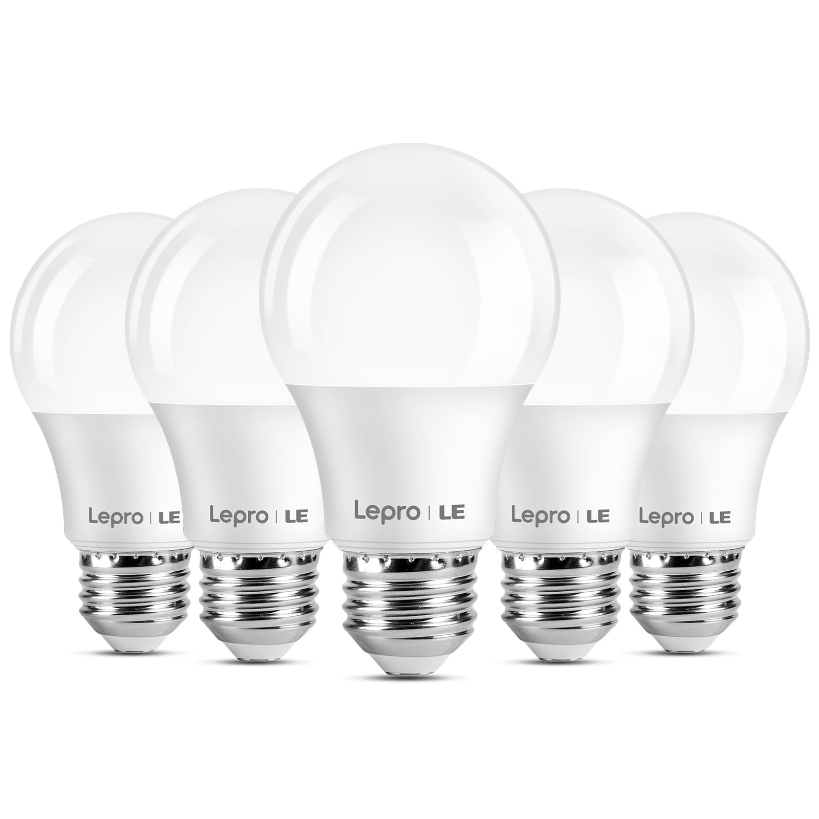 Lepro A19 E26 LED Light Bulbs 9W 800 Lumens Daylight White 5000K 5 Pack