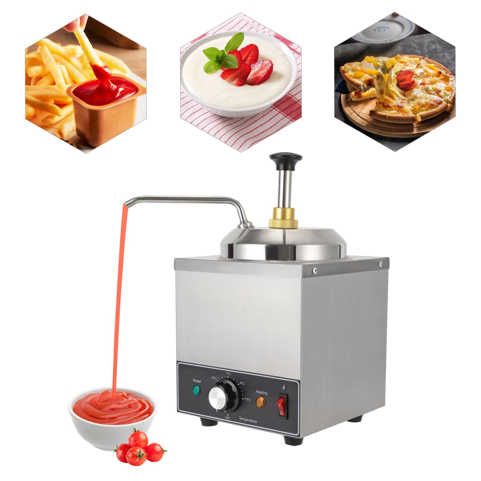 Distributore di cioccolato, dosatore per salse, per cioccolato, crema, formaggio e salse, 2 l, 650 W, regolabile in temperatura, per gastronomia e uso domestico