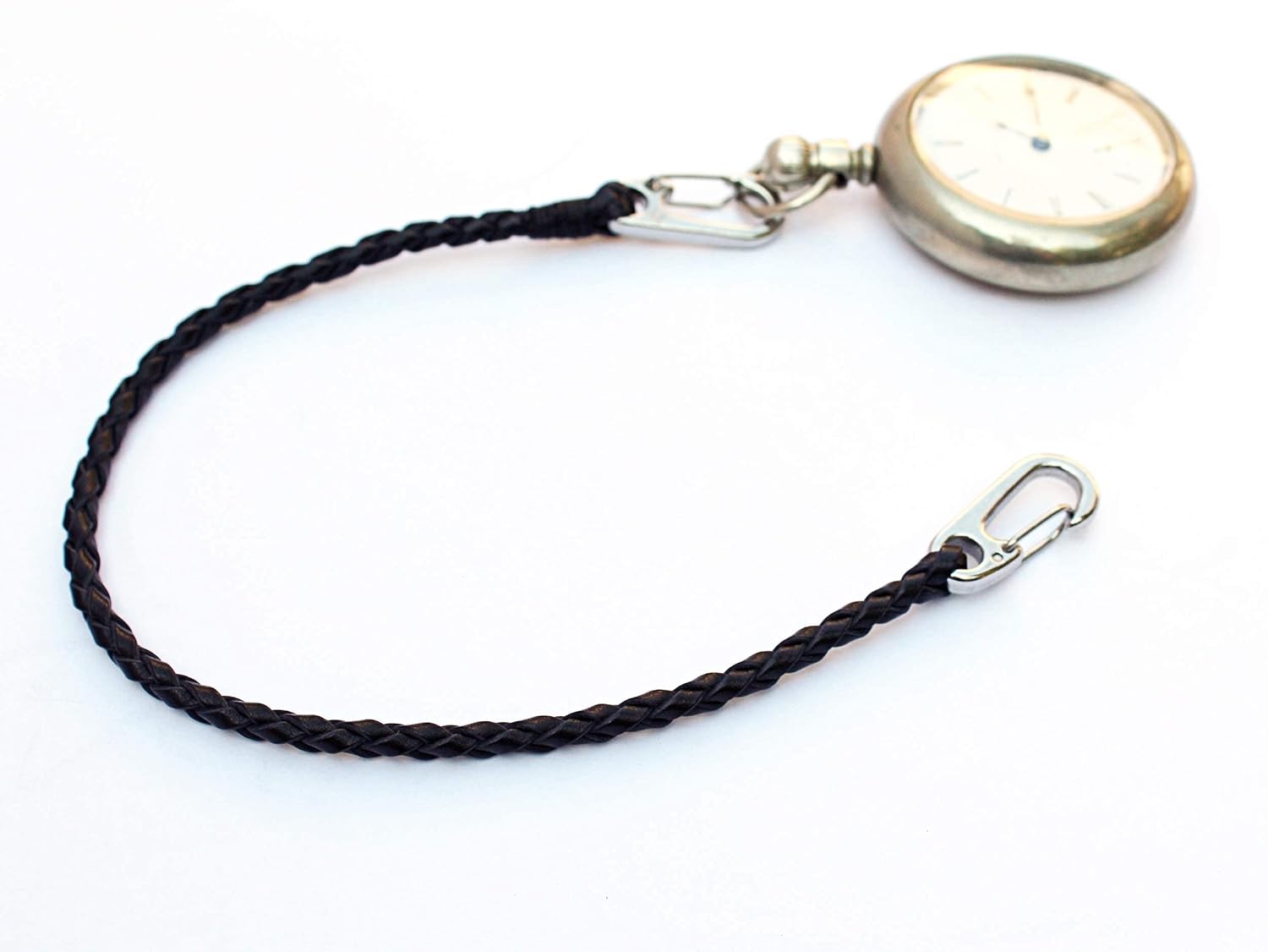 braided leather pocket watch chain