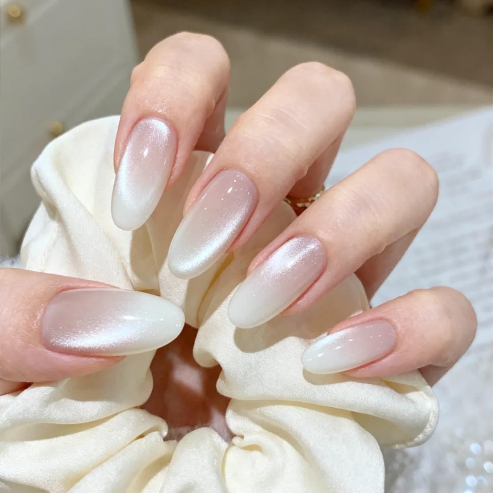 9D Cat Eye Gel Nail Polish - Magnetic Holographic Cats Eyes Gel with Chameleon Magic Effect & Magnet Stick (Orange & Yellow)