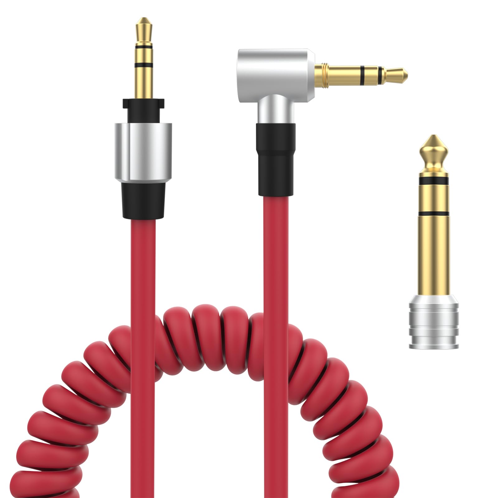 AlitutumaoReplacement 3.5mm to 3.5mm & 6.5mm Aux Auxiliary Audio Cable, Headphone Extension Cord Compatible with Monster Beats Solo Pro Detox by Dr Dre Headphones (Red)