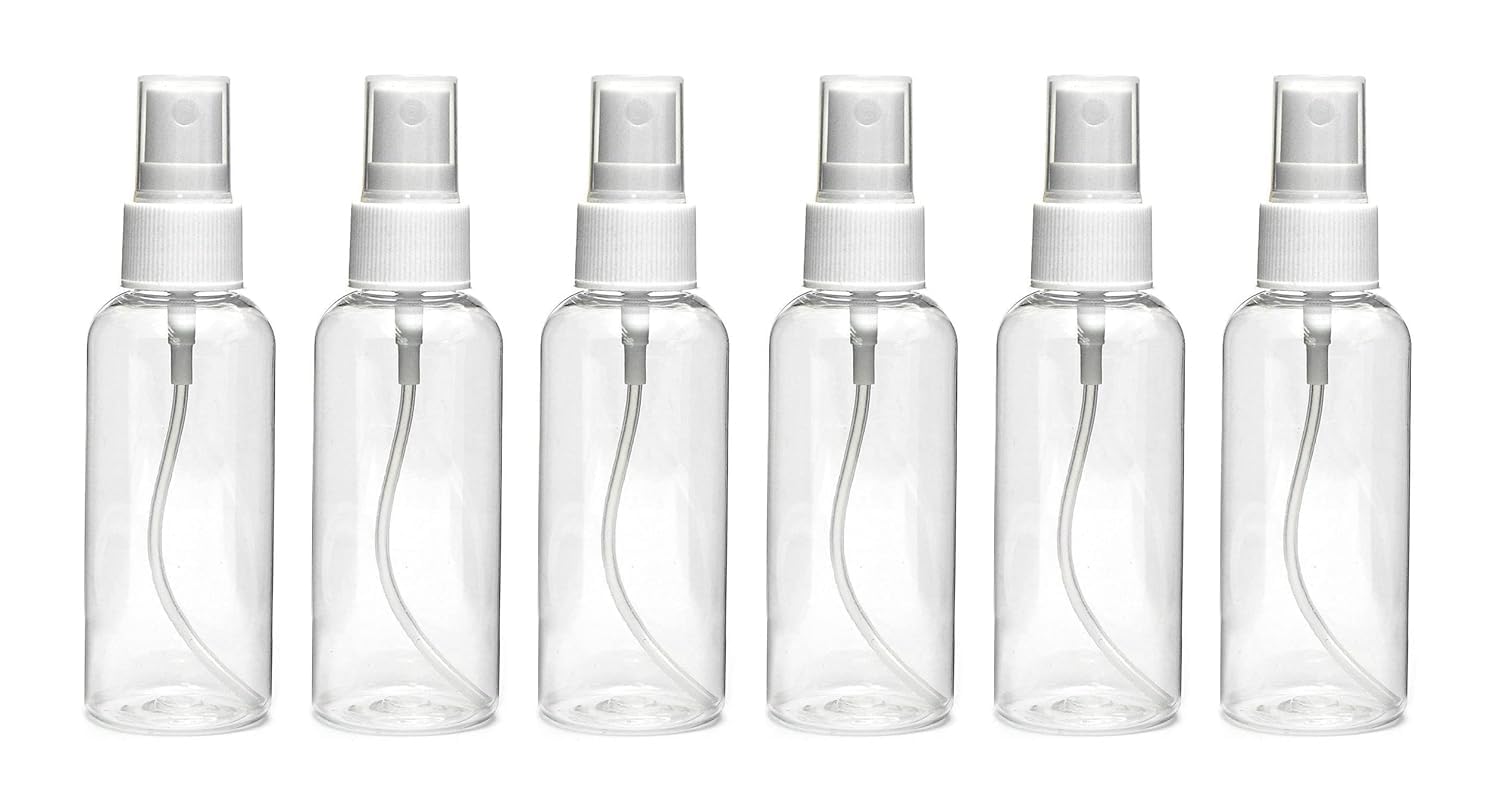 ikis 50 ml Transparent Plastic Empty Refillable Reusable Fine Mist Spray Bottle Container for Sanitizer, Perfume other DIY Products (Pack of 6)-image-33