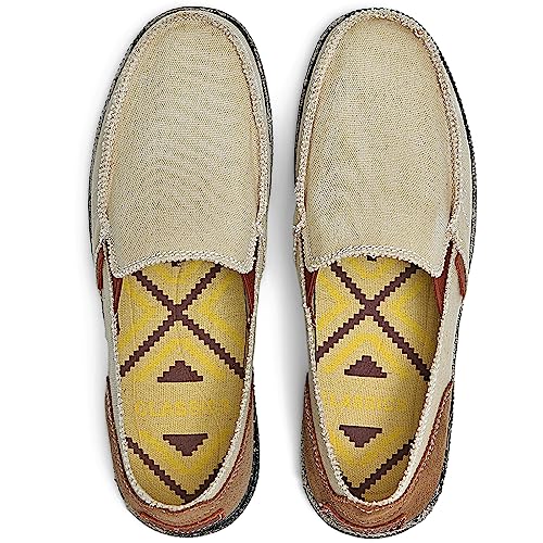 Image of CASMAG Men's Casual Cloth Shoes Canvas Slip on Loafers Vintage Boat Shoes | Breathable material, lightweight, Easy slip on & off, Comfortable, Non-Slip, Fashionable