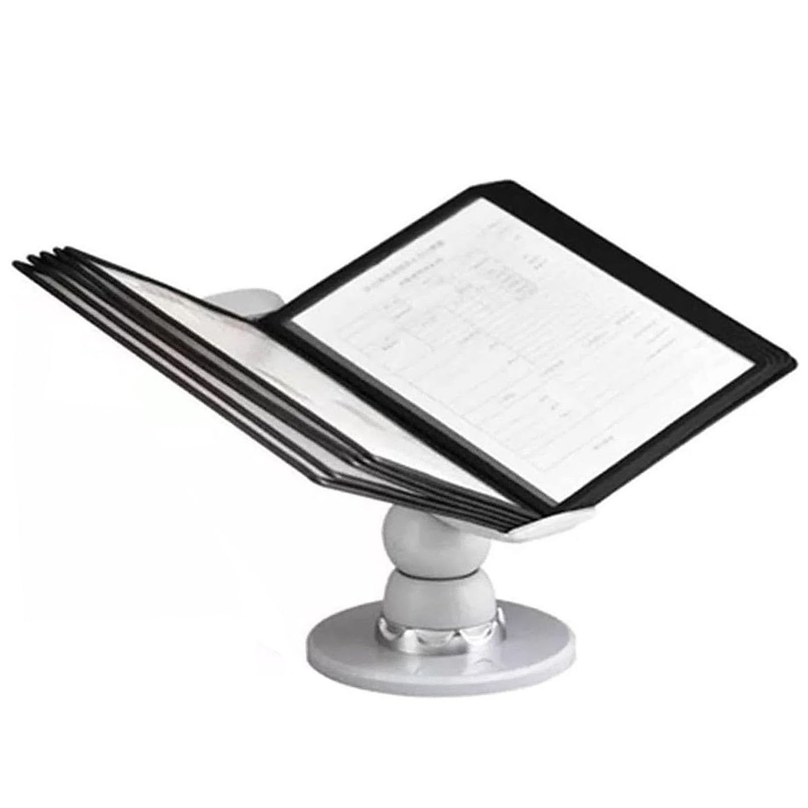 Pannelli Espositivi Formato A4 - Portadocumenti Regolabile da Scrivania,10 Tasche, per L'esposizione E L'archiviazione di Documenti A4 in Ufficio, Base Grigia