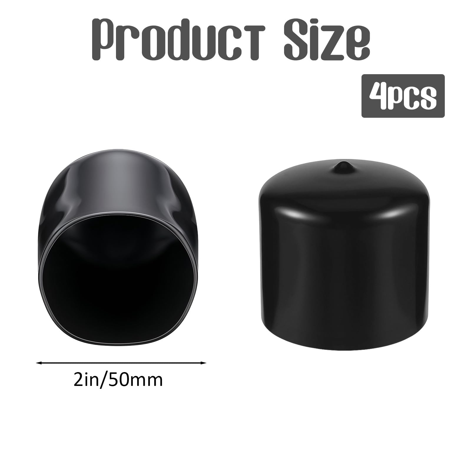 4 PCS Rubber End Caps Soft PVC 2