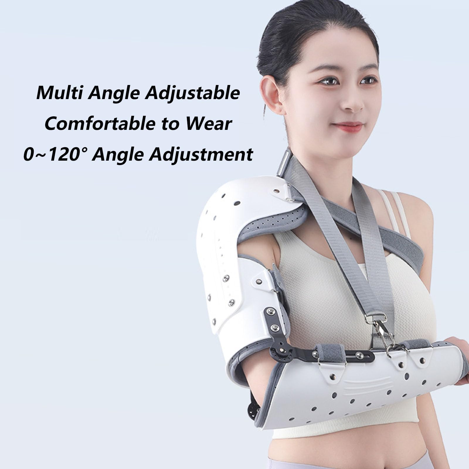 SFKLYU Tutore per Gomito Articolato Rom, Stecca Regolabile per Gomito con Stabilizzatore A Tracolla per Fratture del Gomito Post Operatorie,Right
