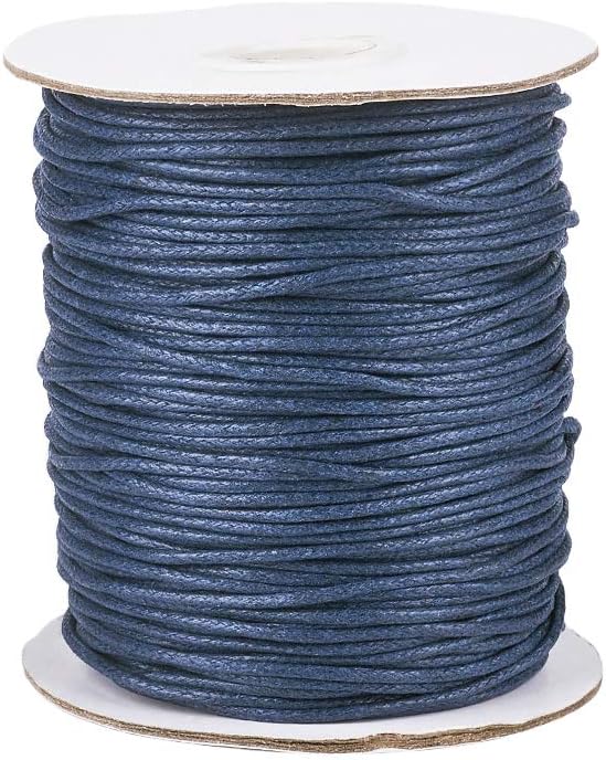 Pandahall 100 Yards/Roll 1.5mm Braided Waxed Cotton Cord String DIY Jewelry Craft Macrame Making Beading Thread Rope with Spool (PrussianBlue)
