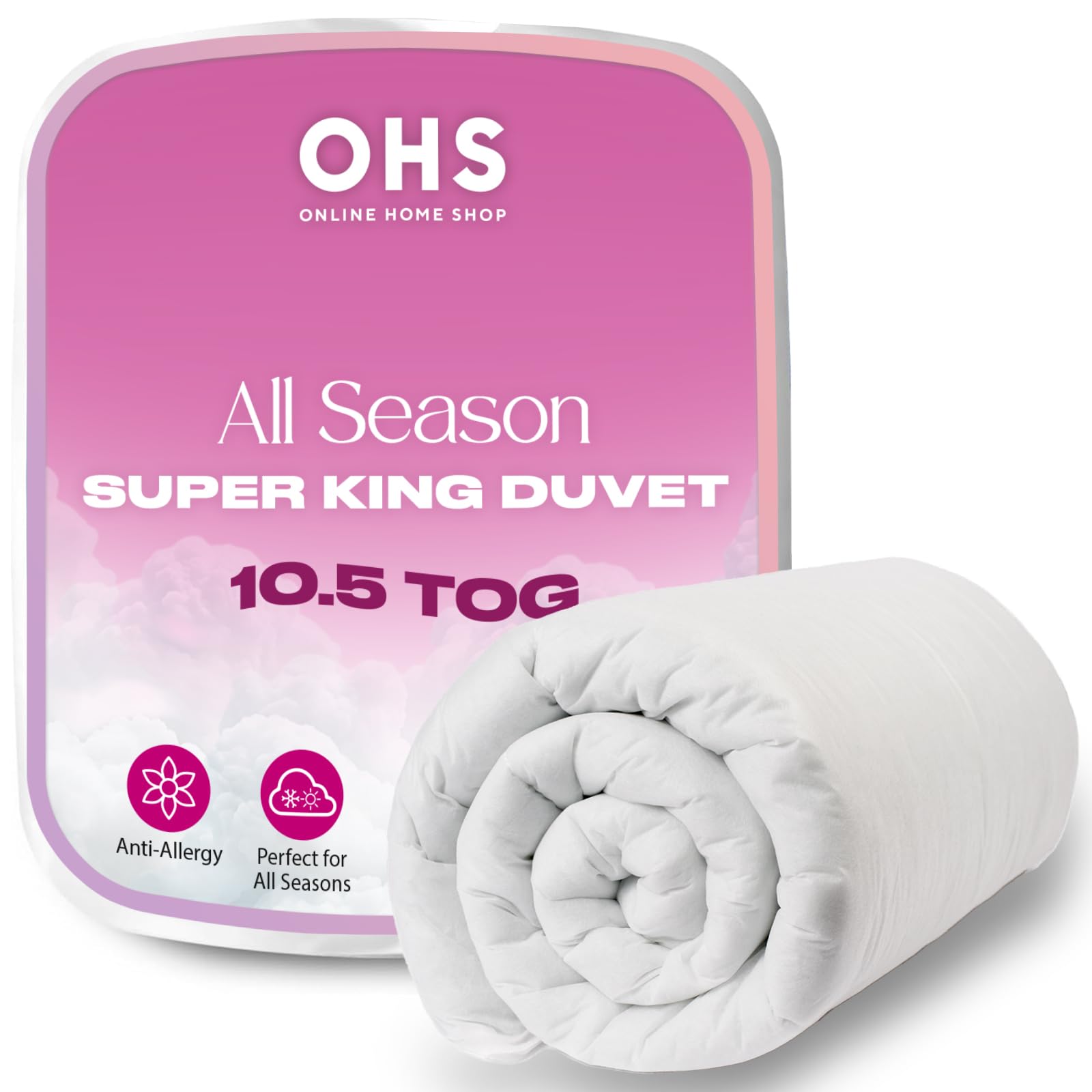 Ohs Essentials 10.5 Tog Duvet Quilt All Seasons Summer Winter from B&Q