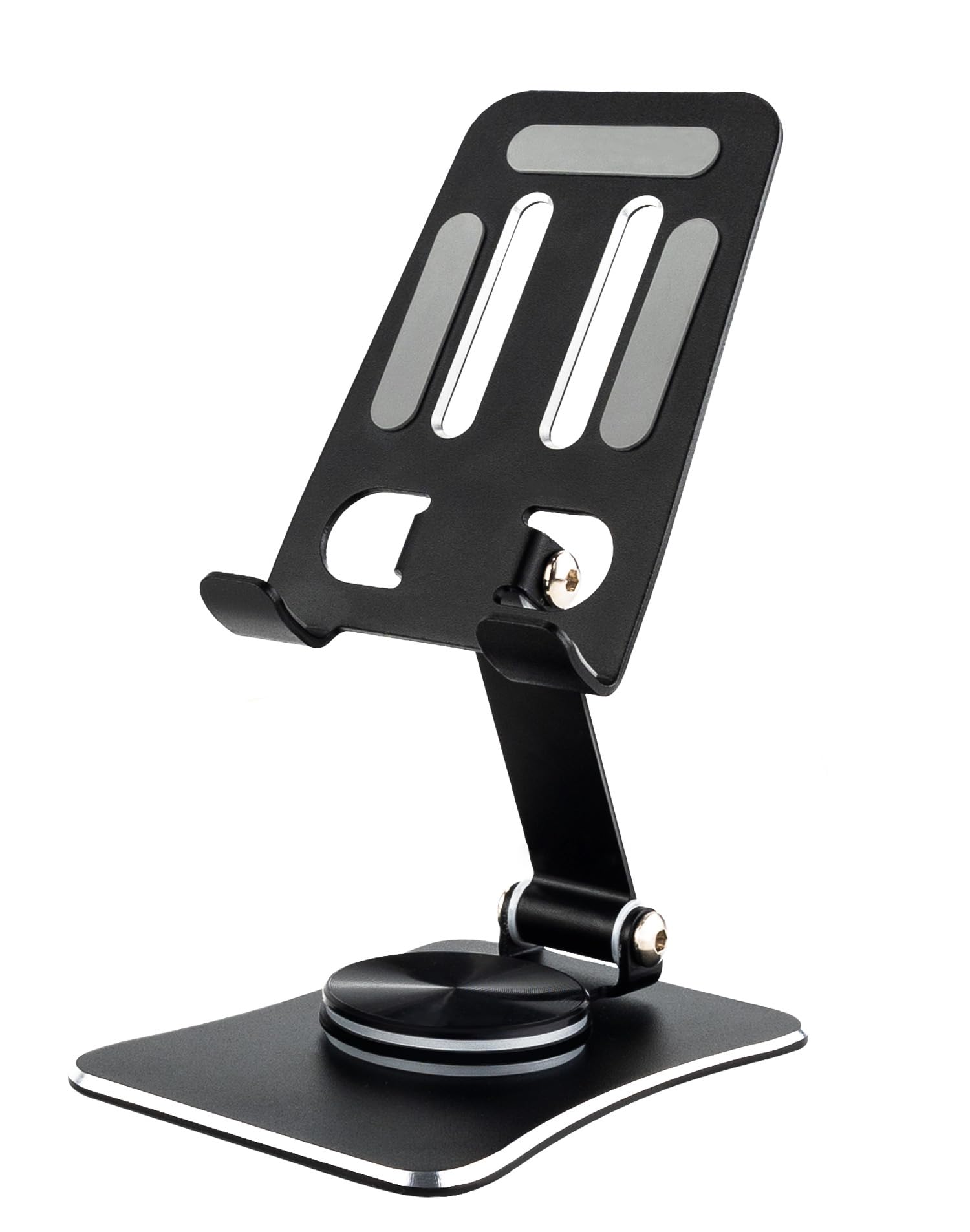GRIFEMA GB1055 Foldable Phone Stand, 360° Rotating Desk Phone Holder, Height & Angle Adjustable, Aluminium Alloy, Compatible with iPhone & Android Phones, 3.5–10.5 Inch Devices
