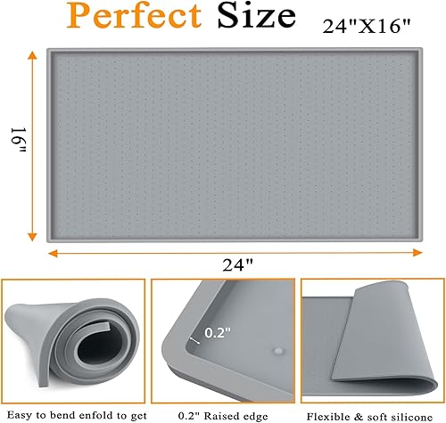 Miniatura 4 de TOHONFOO Alfombrilla dispensadora de enfriador de agua con borde elevado para protector de pisos y encimeras de madera dura Foor, tapete enfriador