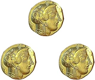 AUPKROT JSBWSFA3PCS Replica Ancient Greek Coins, Collection Athena and Owl Commemorative Coin Ancient Greek Mythology Coin for Collectors Creative Coin Art Flipping Coin