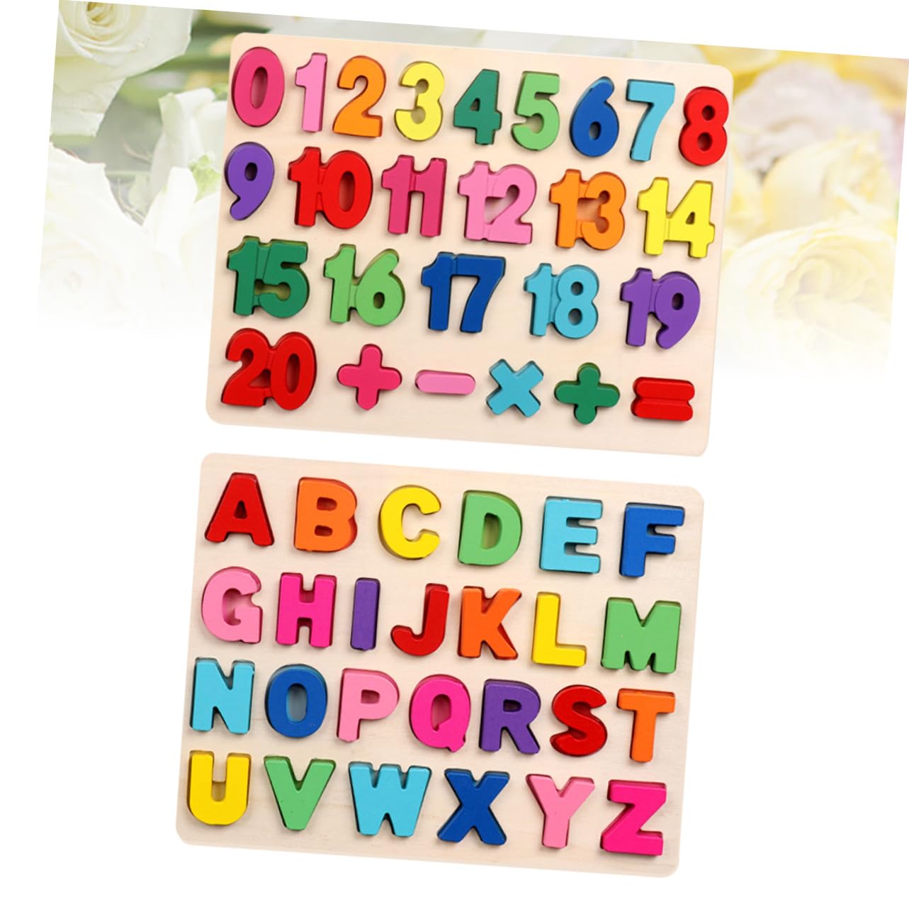 Puzzle Alfabetico e Numerico in Legno, Set 1 per Bambini | Gioco Educativo di Abbinamento, Bordi Arrotondati senza Bave, Sviluppo Cognitivo e Riconoscimento