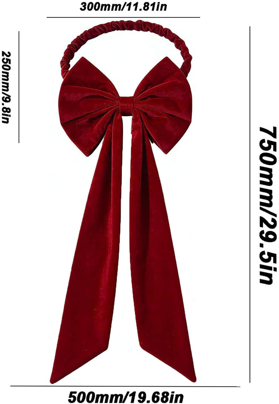 Burgundy Chair Sashes Christmas Red Chair Bows for Chairs 11.8” x 29.5“ Elastic Burgundy Velvet Sashes Chairs Bows for Christmas Banquet Home Wedding Events Holiday Event Decor Banquets Party (4)