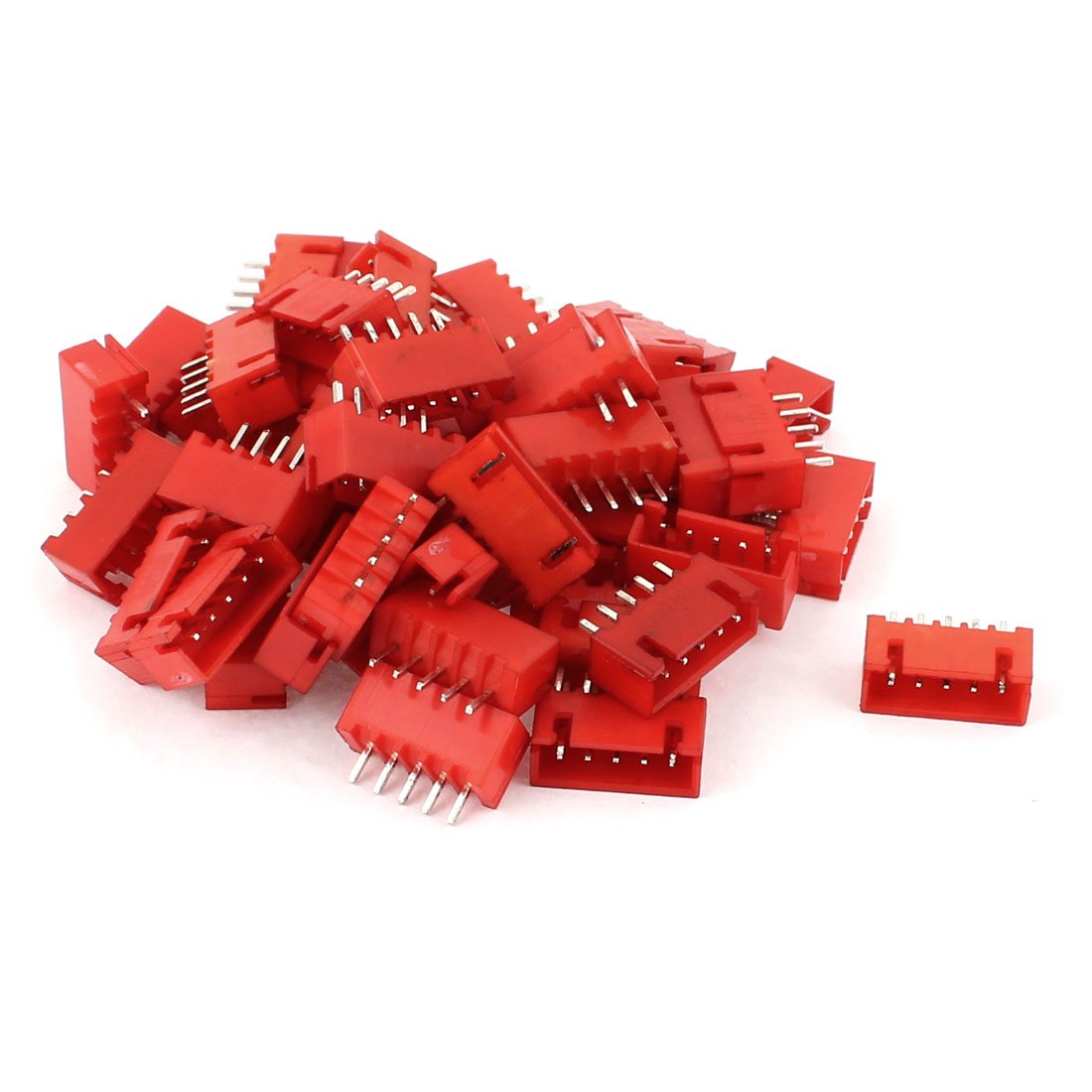 Aexit 50Pcs 2.54mm Audio & Video Accessories Pitch 5-pin Single Row DIP Female Pin Header Connectors & Adapters Strip Red
