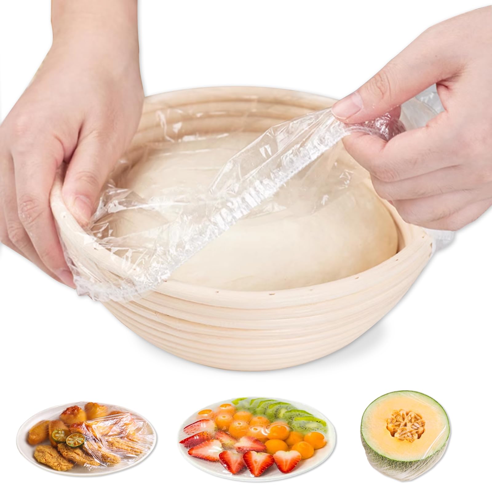 XFXHEYY 200 PCS Bowl Covers for Bread Proofing, Disposable Shower Caps for Sourdough Bread, Elastic Reusable, Plastic Covers for Bowls Food Cover,