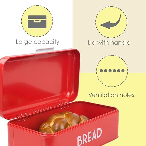 Miniatura 3 de Home Basics - Panera para el mostrador de la cocina, contenedor de almacenamiento de alimentos secos, panera, almacena panes, panecillos, pasteles,