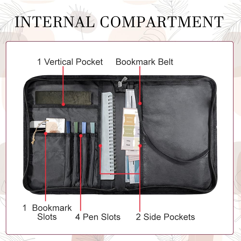 Hobbspring Bible Cover Case for Men Women Leaves Book Cover with Bookmark Irregular Color Lump Durable Carrying Bible Cases with Handle and Zipper PU Leather Storage Bags for Students(Pink Brown) - Image 3