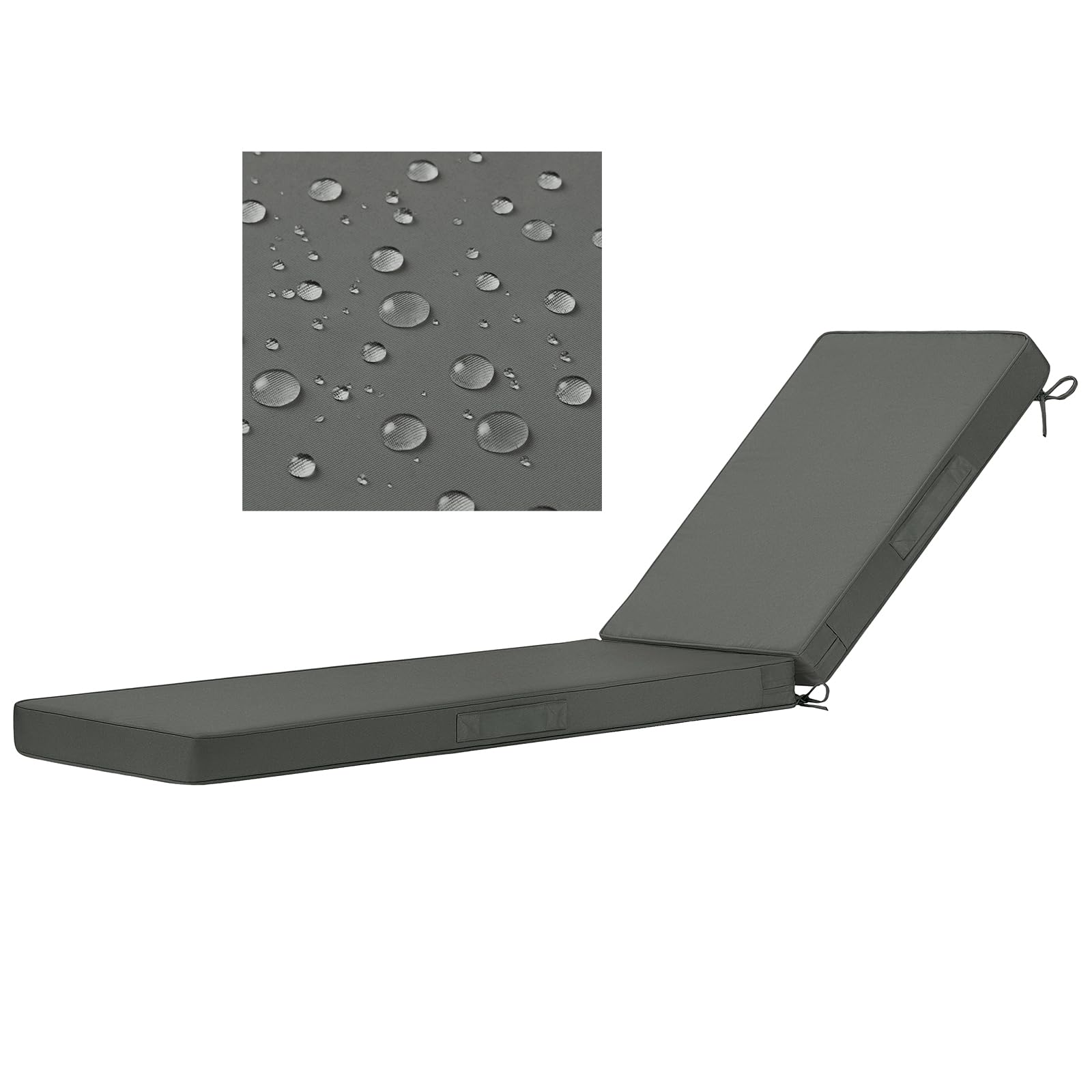 Photo 1 of Cozyide Chaise Lounge Cushions Outdoor 72"x21"x3", Waterproof Lounge Chair Cushion with Removable Cover, Patio Chair Cushions for Outdoor Furniture with Adjustable Ties, 72"x21"x3", Dark Grey