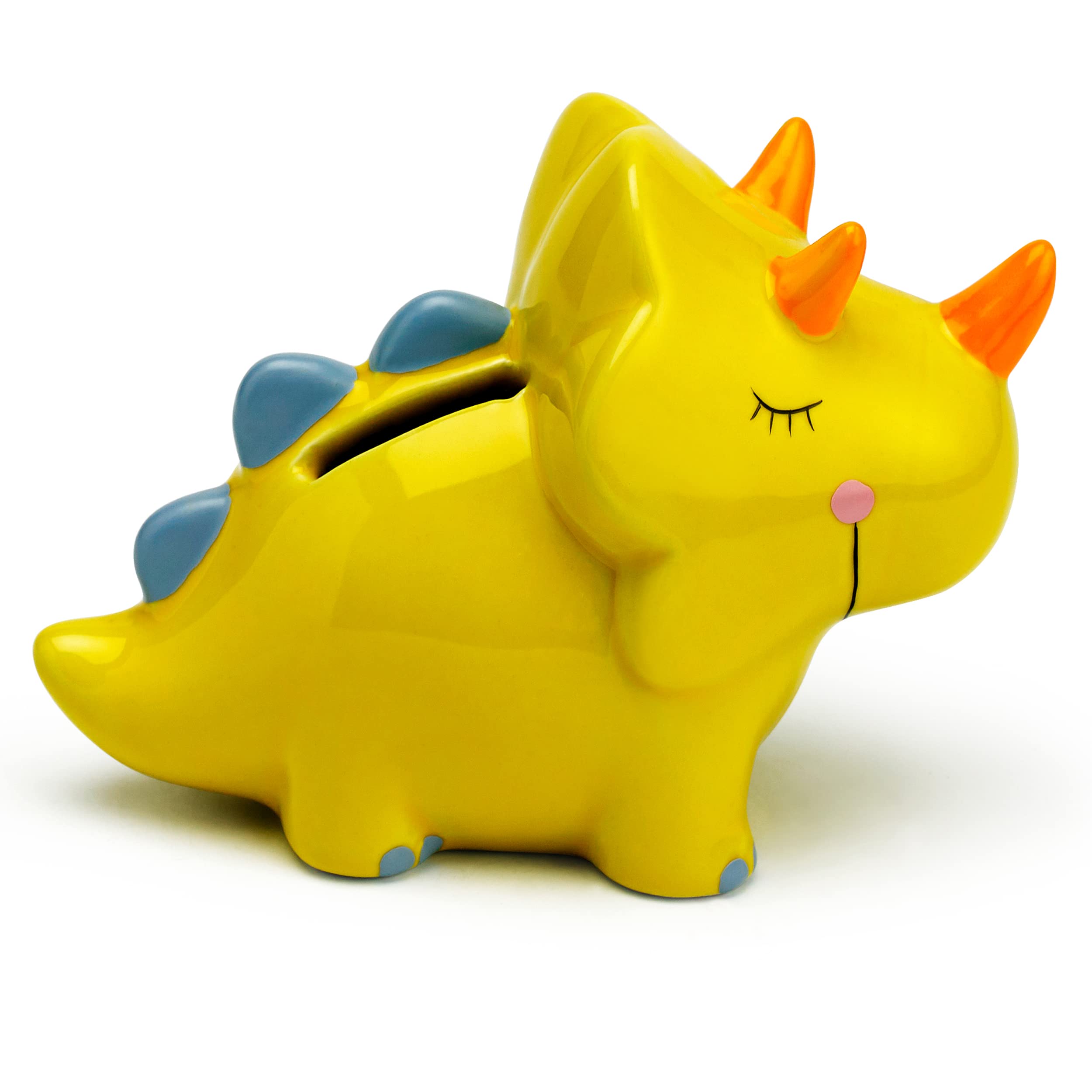 Mousehouse Gifts Boys Yellow - Triceratops Piggy Bank, Dinosaur Money Box For And Girls