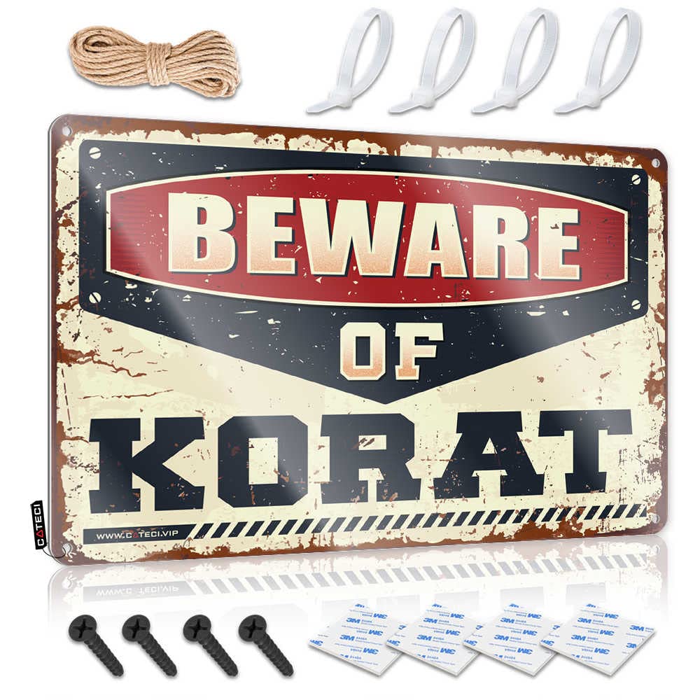 HELIOFORGE Man Cave Funny Signs Beware Of Korat Sign Beer Signs For Bar Funny Vintage Signs(30X40CM)