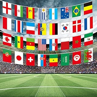 World Cup Football 2022, World Cup Bunting Banner Decoration, 32 Countries Flags Bunting Banner, World Cup Flags for Garden, Bar, Restaurant and Party Decoration