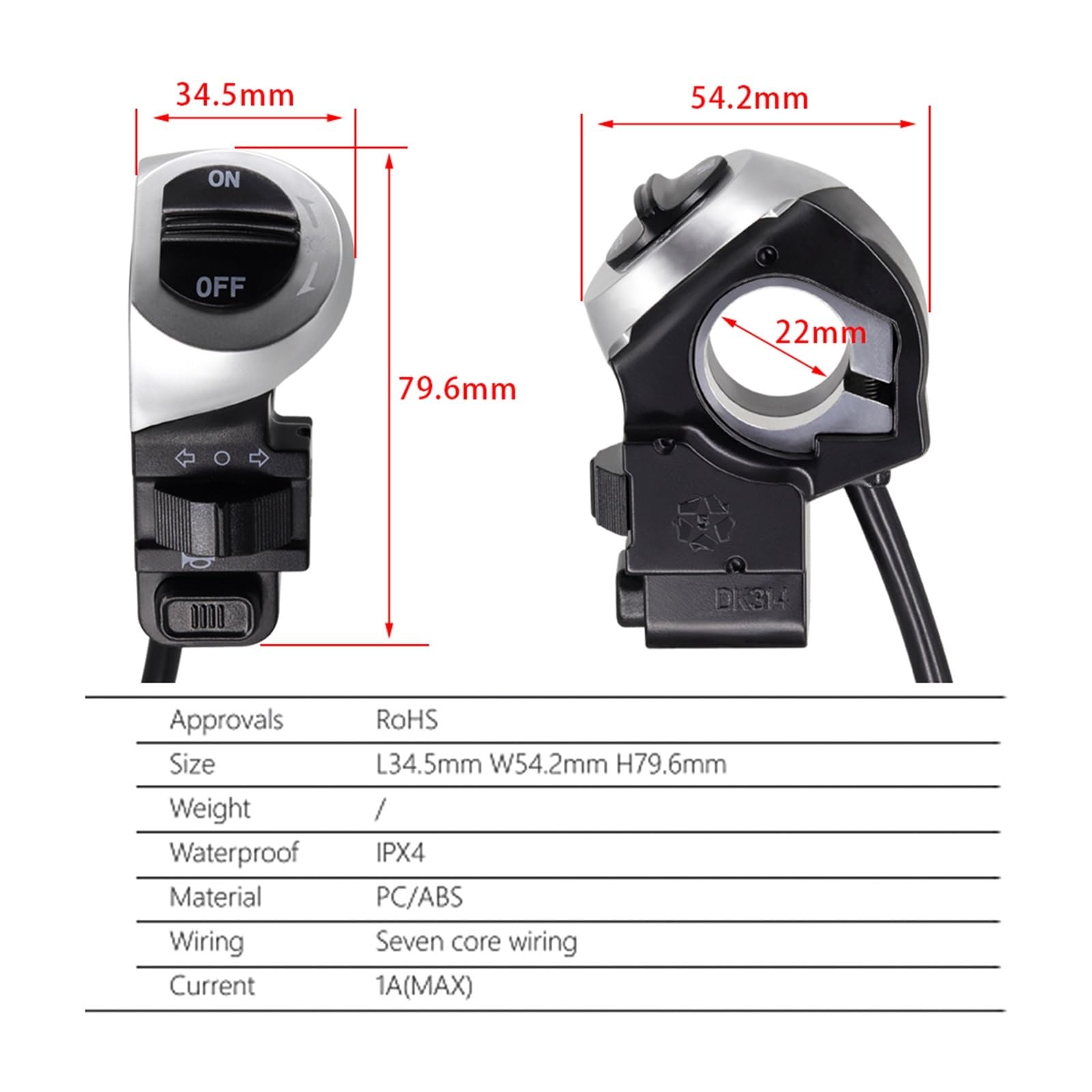 Juego de Luces de Freno y Luces de Giro for Bicicleta eléctrica, Entrada de 24V, 36V, 48V, for Bicicleta eléctrica, con bocina y luz Trasera de Giro
