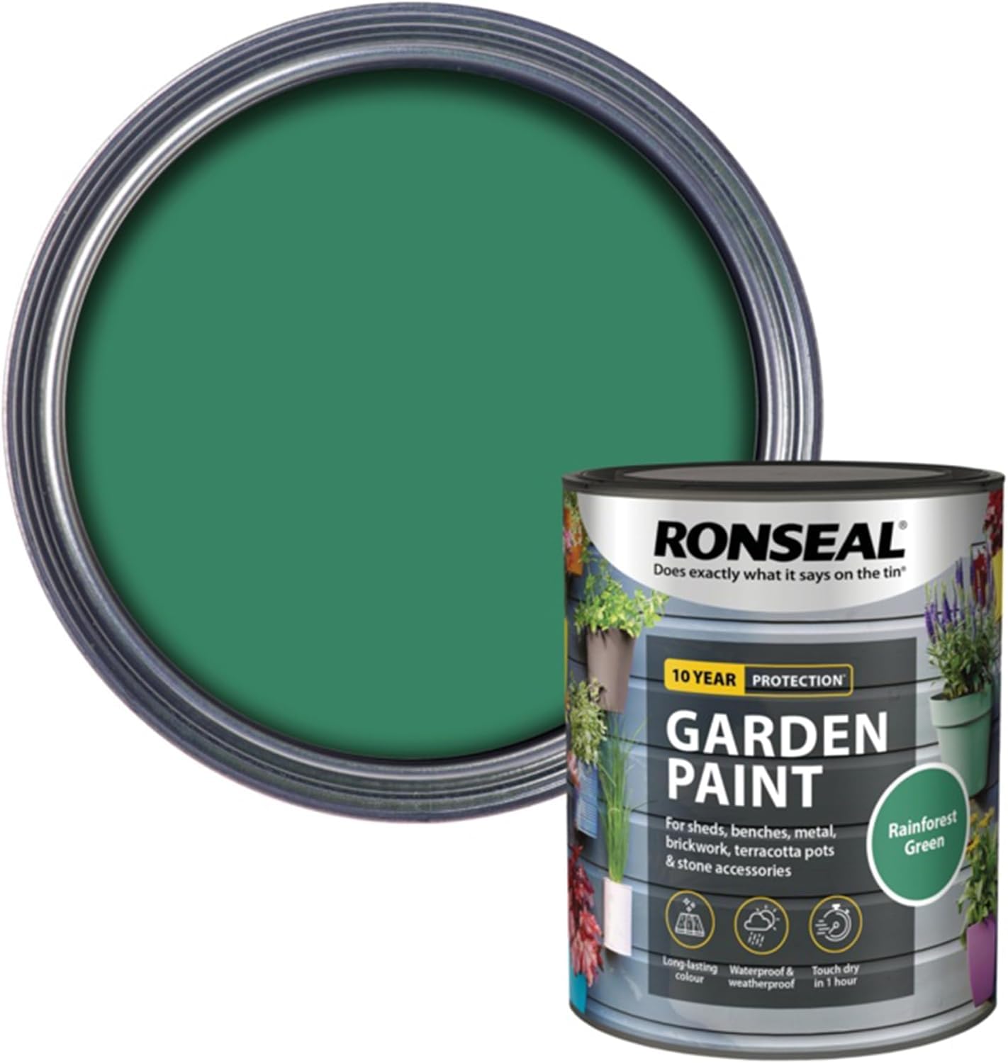 DUAYRA Garden Paint 750ml | Quick Drying Long Lasting Matt Finish | Multi-Surface Exterior Paints | For Wood, Brickwork, Bench, Stone & Metal | Outdoor Garden Fence Tough Protection (Rainforest Green)