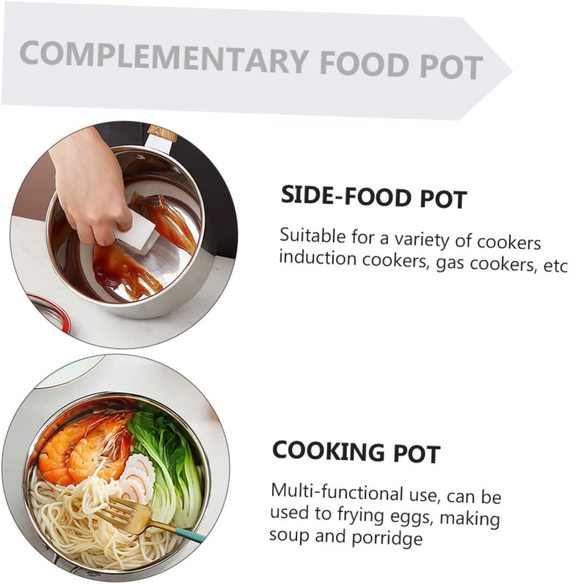 Cabilock Noodle Cooking Pot Non Stick Electric Wood Handle for Soup and Pasta Material Easy to Clean for Use