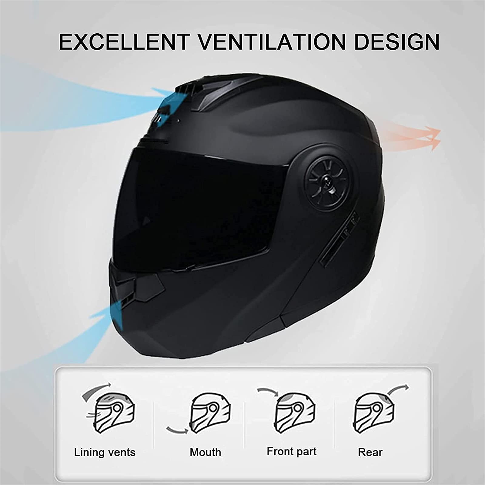 BGMKE Kask Motocyklowy Zintegrowany Modułowy Bluetooth Kask Integral Mężczyźni i Kobiety z Podwójnym Osłona Kaski Modułowe Otwierane Dorosłych Flip Full Face ECE Certification Kask Motocyklowy,S~XL