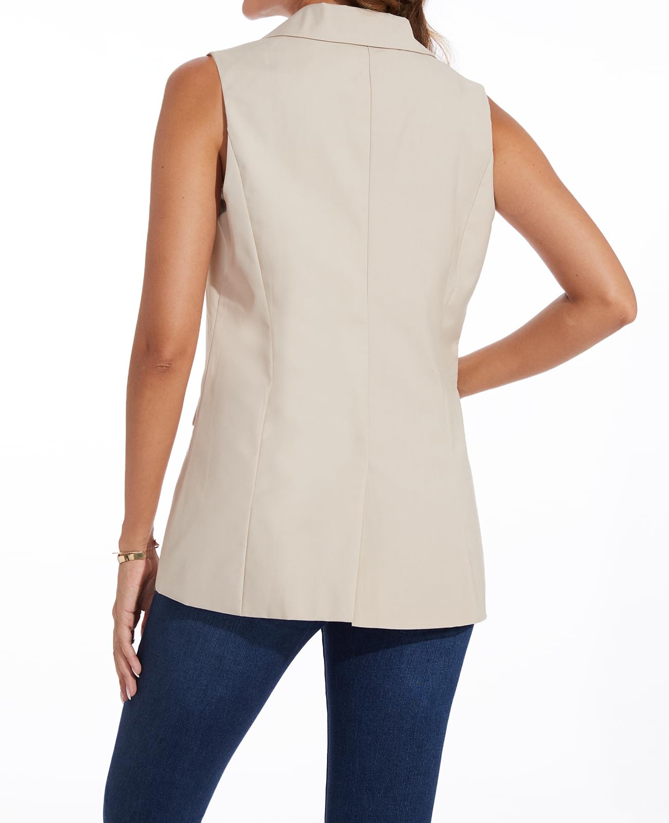 Damen Blazer Weste lang ärmellos gefüttert Ein-Knopf-Oberteil