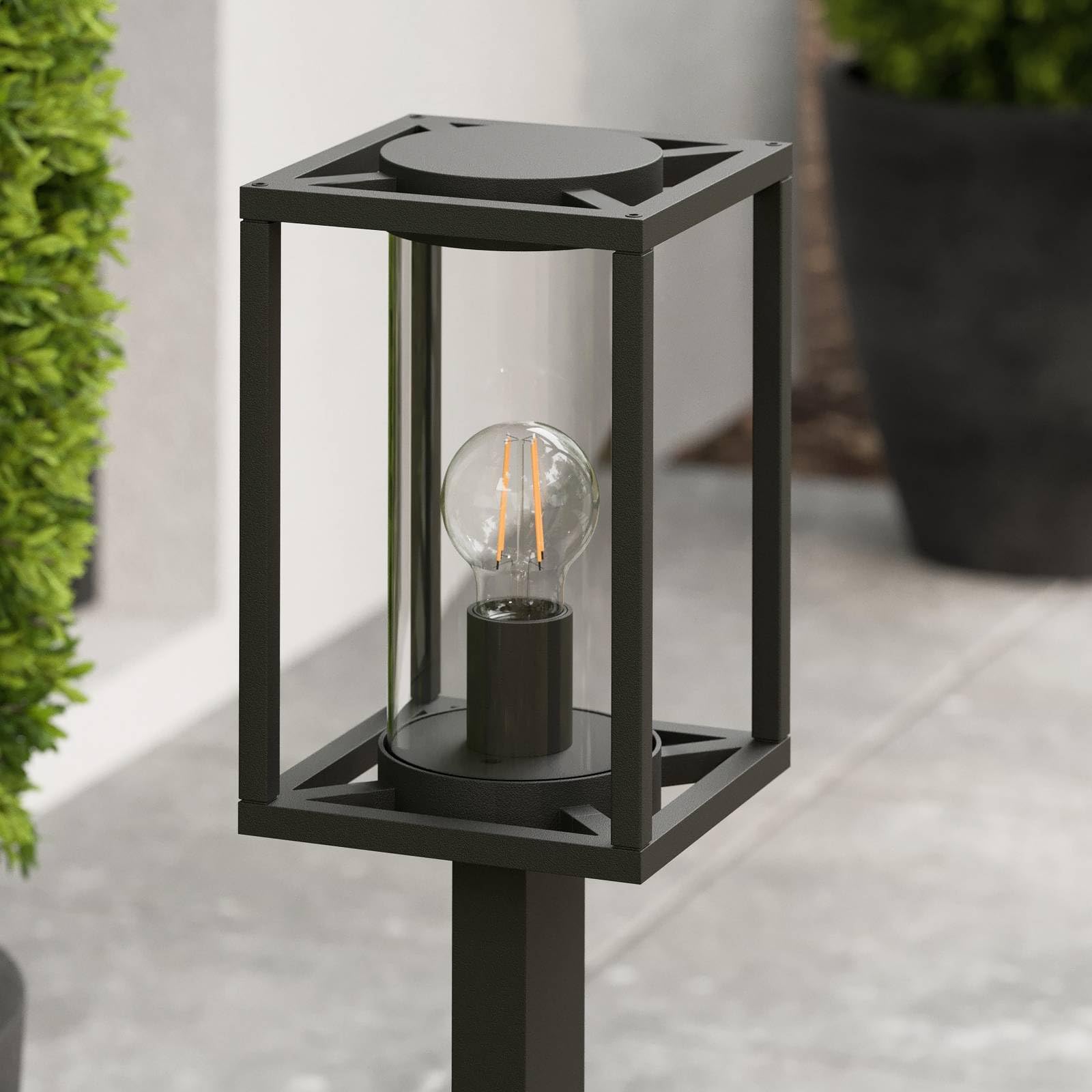 Lucande Lampada da esterni dimmerabile (Moderno) colore Nero, in Alluminio lampioncino paletto luminoso lampada viale lampione