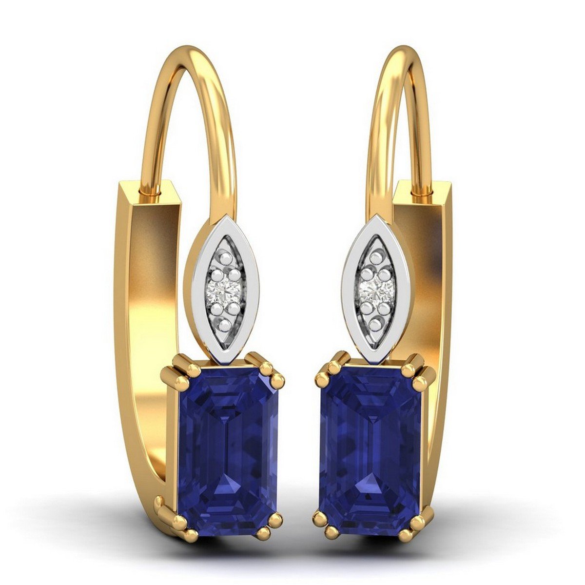 kuberbox 18KT Yellow Gold Diamond Meridian Tanzanite Hoop Earrings for Women-picture-44