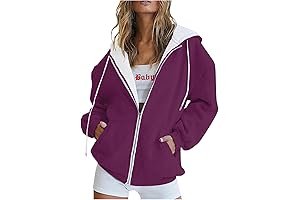 Womens Zip Up Hoodies Casual Oversized Fleece Sweatshirts