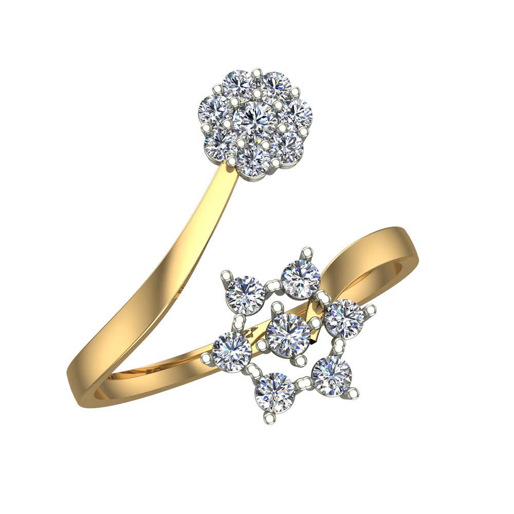 dishis 18k (750) Yellow Gold Diamond Ring for Women-picture-28