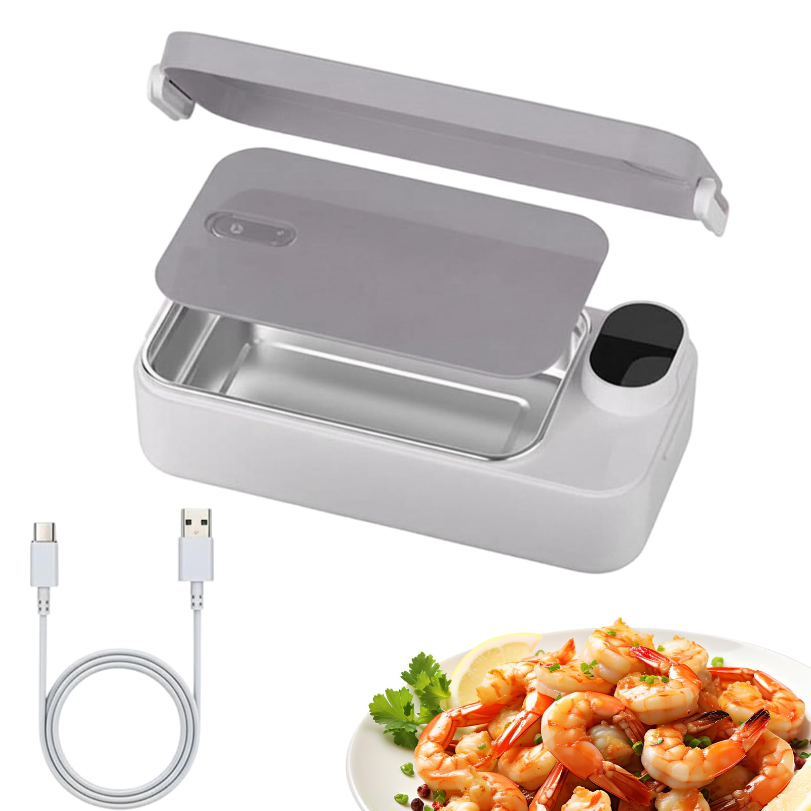 Scatola Pranzo Elettrica per Uso Adulti Riscaldatore Cibo Ricaricabile | Scatola Pranzo Riscaldata Senza Fili con Contenitore Acciaio Inossidabile Per Ufficio Viaggio Scuola e Famiglia