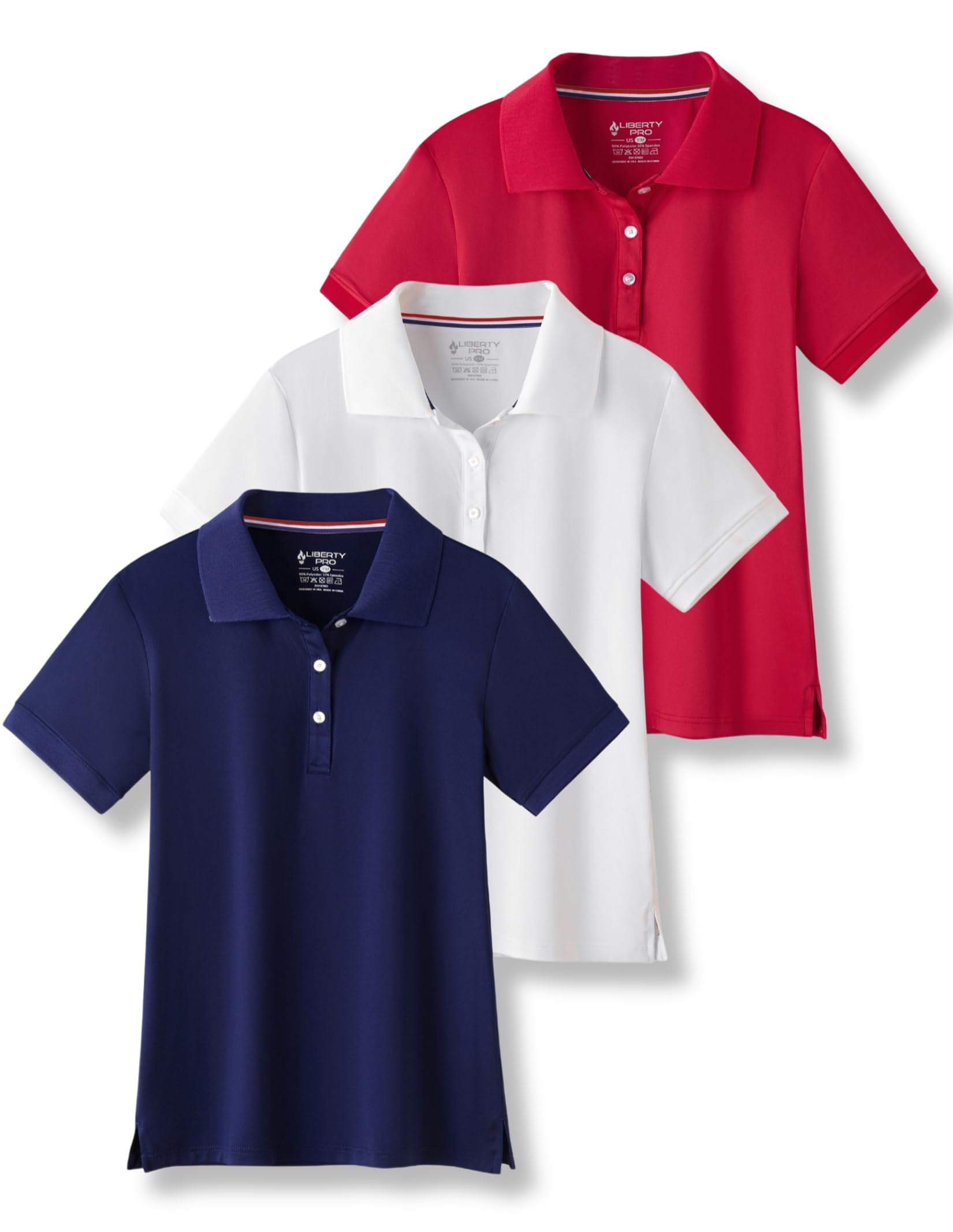 Liberty Pro 3 Pack Youth Girls Short Sleeve Golf Polo Shirts