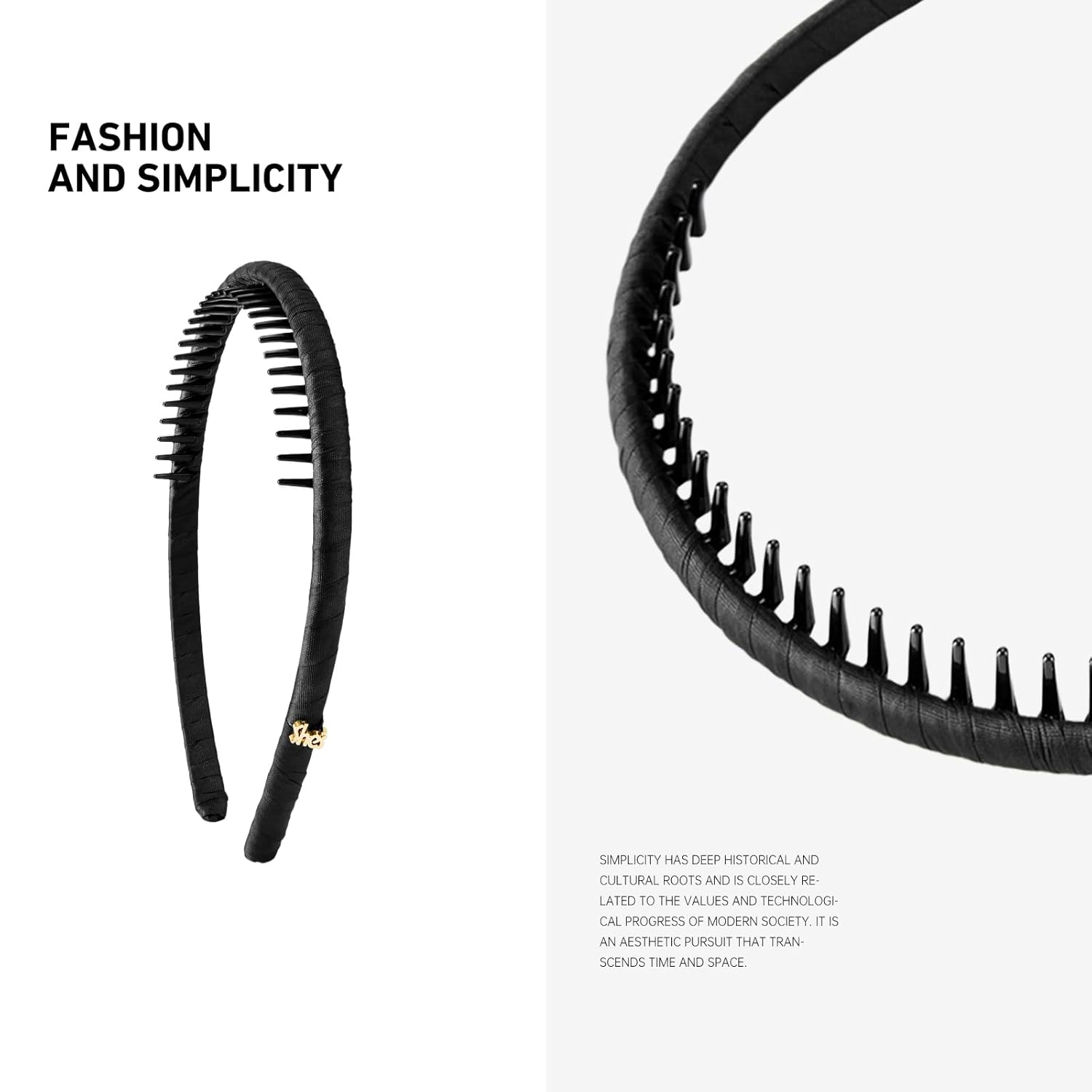 SHE'S FREE STYLE JUST FOR YOU Upgraded Classic Thin Headbands for Women, Non-Slip Polyester & Plastic Hair Bands with Teeth for Strong Hold Grip, Durable Hair Accessories (Black, Classic) - Image 5