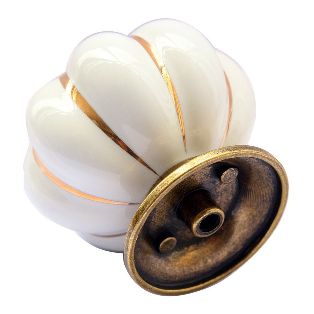 10pcs Pomelli Per Porte Cassetti In Stile Vintage A Forma Di Zucca Maniglie Armadi In Ceramica Tira Maniglie da Creatwls - Bianca