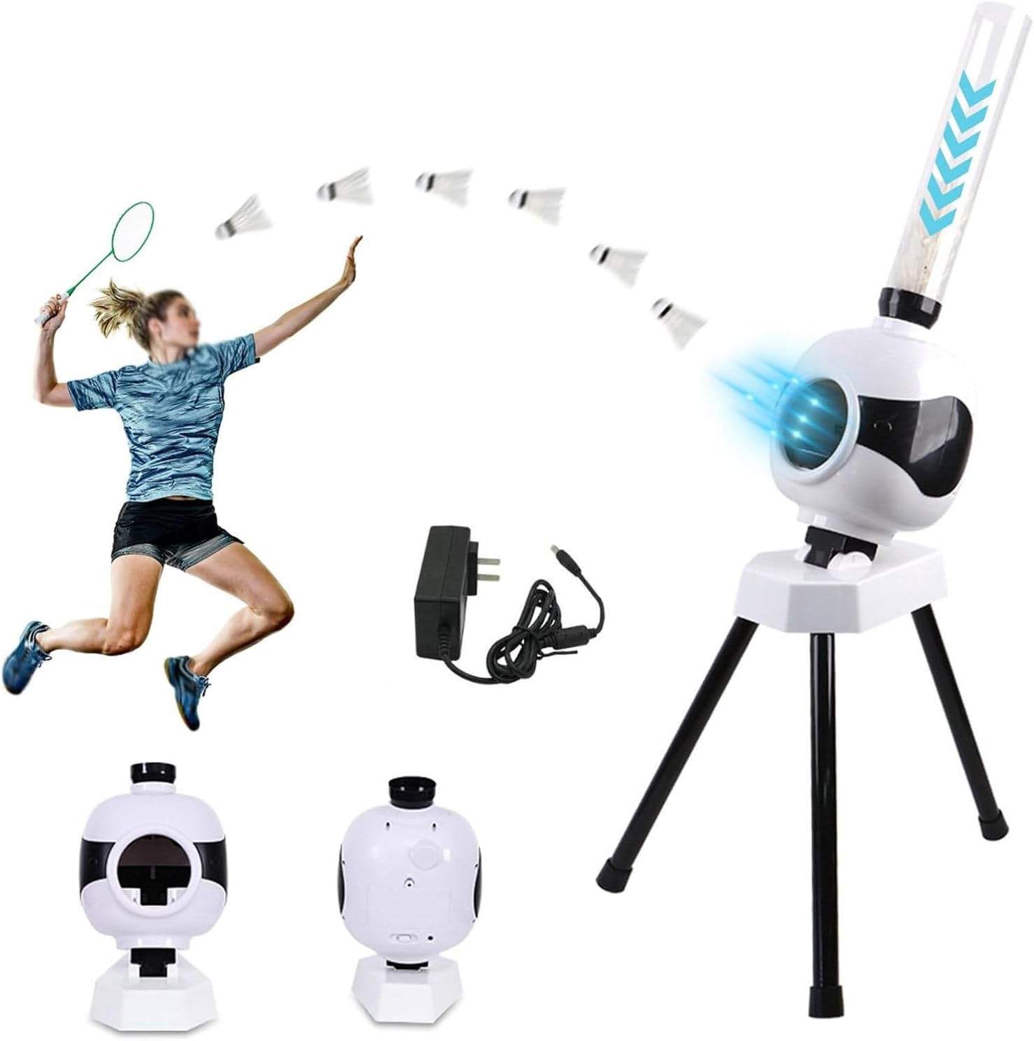 Badminton Shuttlecock Launcher, Portable Badminton Robot Launching Machine, Badminton Training Machine for Beginners, Badminton Training Machine for Indoor and Outdoor Training