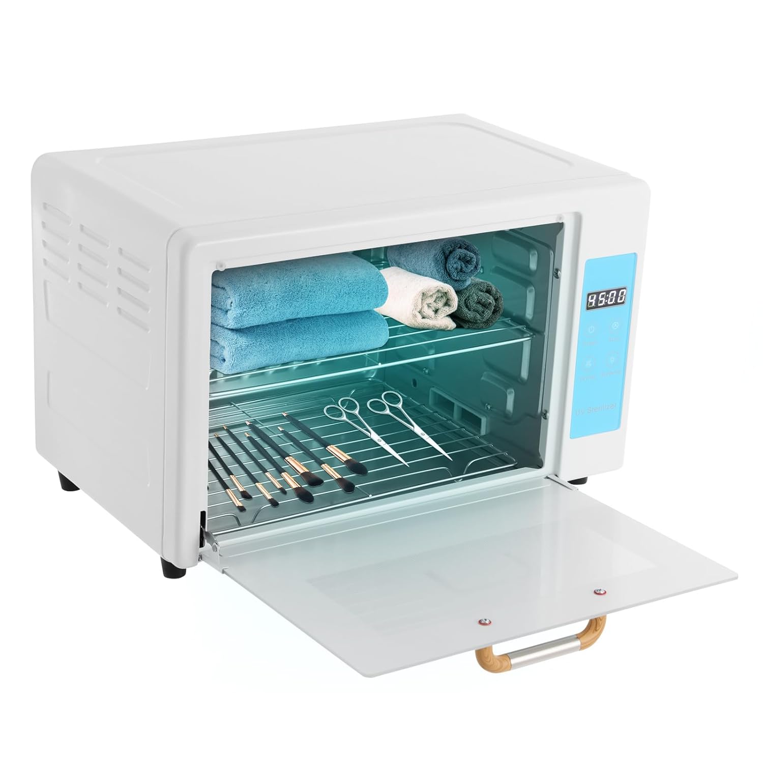 24L Multifunctional Nail Tool Cleaning Machine, Nail Tool Sterilizer Box with UV & 167℉ Hot Air, Adjustable Tiers, LED Display, Suitable for Cleaning of Various Items