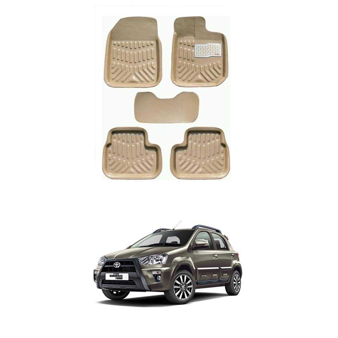 EIAC 3D/4D Car Mat for Toyota Etios Cross Beige Color