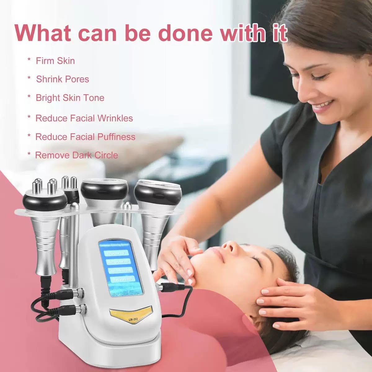 Macchina per cavitazione 40K Radiofrequenza RF 4 in 1 Macchina per modellamento del corpo, ringiovanimento della pelle Strumento per la cura della pelle per uso domestico Spa Viso Collo Braccia Vita C