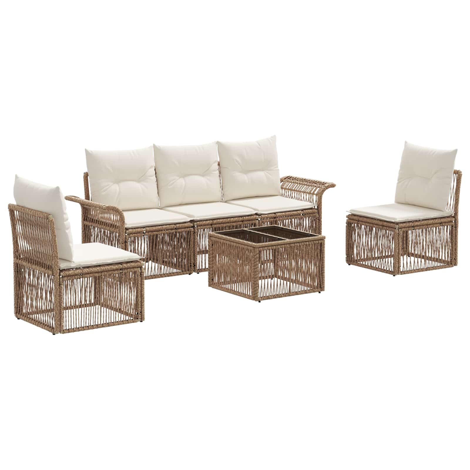 Salon de jardin en polyrotin beige pour coin détente extérieur confortable
