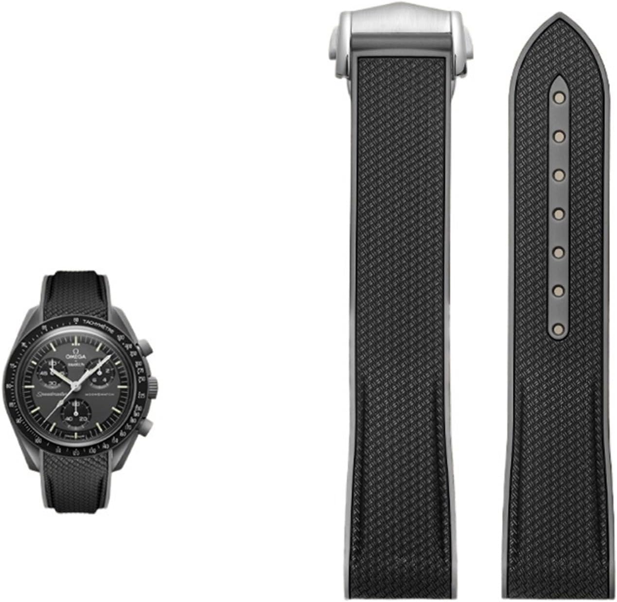 20mm Silicone Suitable For Omega Swatch Strap MoonSwatch Curved Interface Rubber Silicone Watch Band Seamaster 300 For Omega X Swatch Joint celestial Sports