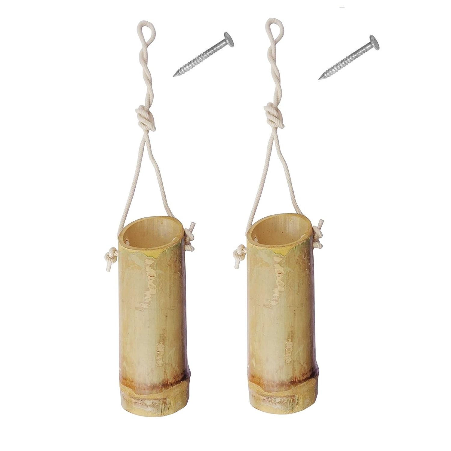 RARE OCEANS - Vertical Hanging Bamboo Planters Wood Flower Pot - (Pack of 2) (B0C8PJCJ6G) Amazon Price History, Amazon Price Tracker