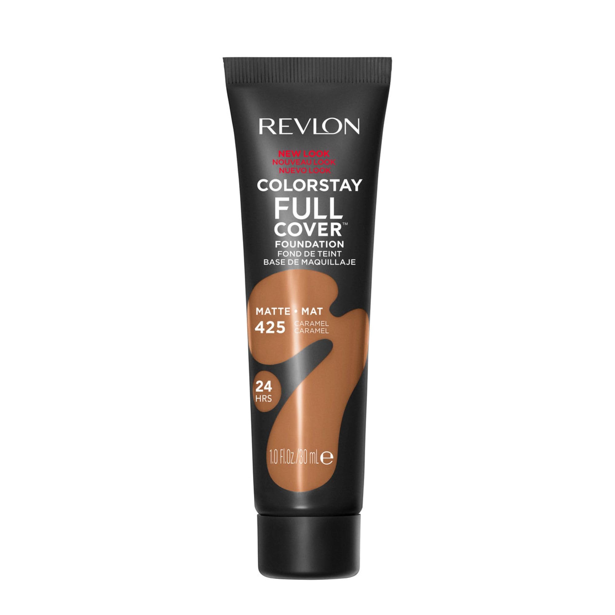 Revlon ColorStay Full Cover Longwear Matte Foundation, Heat & Sweat Resistant Lightweight Face Makeup, Caramel (425), 30ml