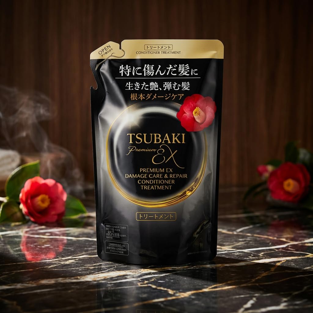 TSUBAKI Premium EX Soin Conditionneur Réparateur Intense Cheveux Abîmés Sachet Recharge 300ml
