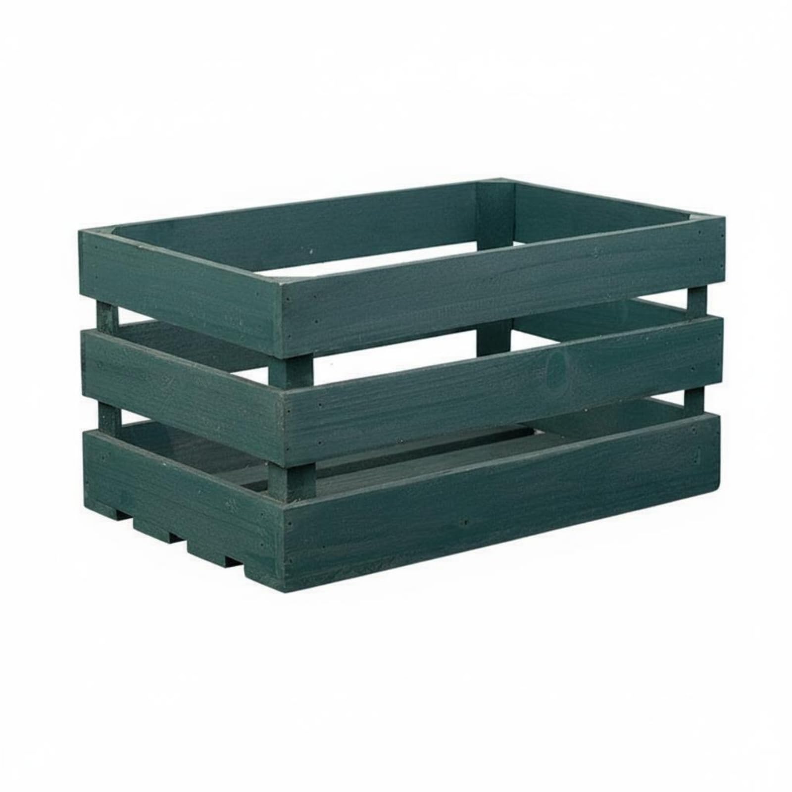 Unfinished Fir Wood Crate Reinforced Slatted Wooden Multi-Purpose Uncovered Box Display, Vintage Green, 40-28-26Cm | Trunks & Chests Furniture-image-35