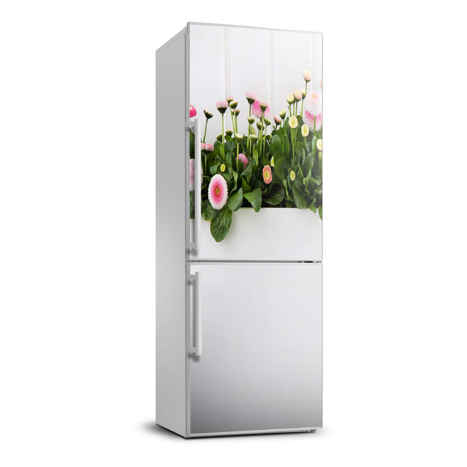 Autocollant frigo 70x190cm marguerites roses adhésif pour décor de cuisine