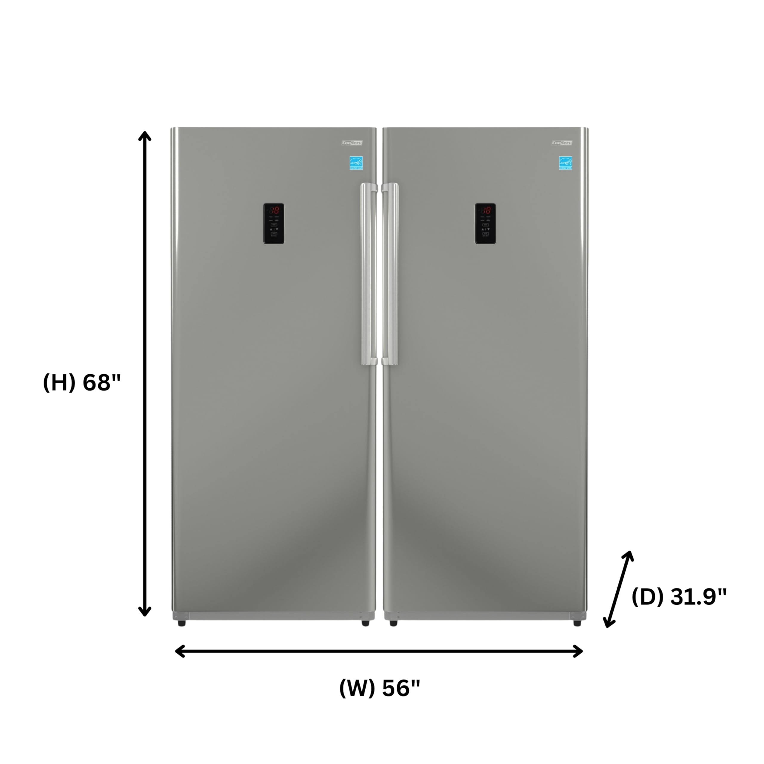 Conserv ENERGY STAR 17 Cu.Ft. Convertible Refrigerator Freezer Pair, Garage Ready— Modular Side-by-Side French Door Look, Use as Fridge or Freezer (Stainless) on Fridge.com